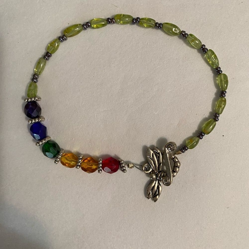 Swarovski Crystal & Citrine 8 inch Bracelet with Silver Dragonfly Charm